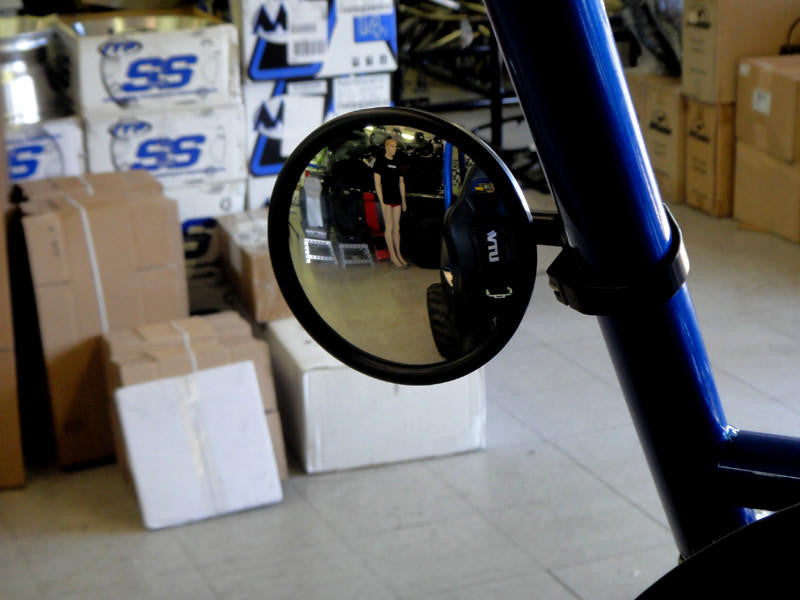 UTV INC 1½" CLAMP ON 5" ROUND CONVEX SIDE MIRROR - BLACK
