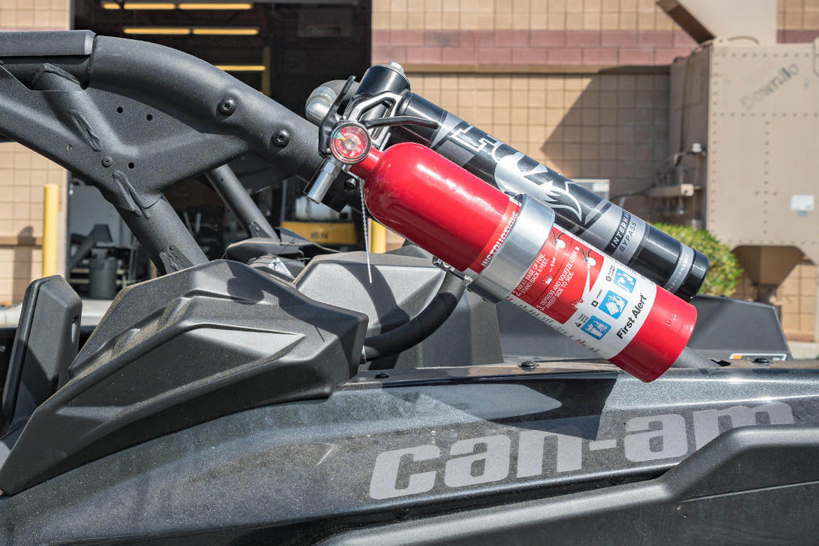 UTV INC CAN AM MAVERICK X3 1.875" CLAMP ON MACHINED BILLET ALUMINUM FIRE EXTINGUISHER KIT