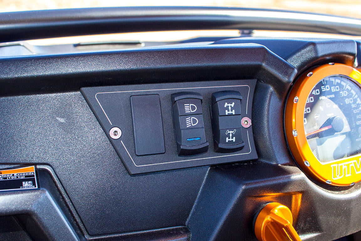 UTV INC POLARIS RZR XP 1000 & 900S BILLET ALUMINUM 6 SWITCH DASH PLATE - BLACK