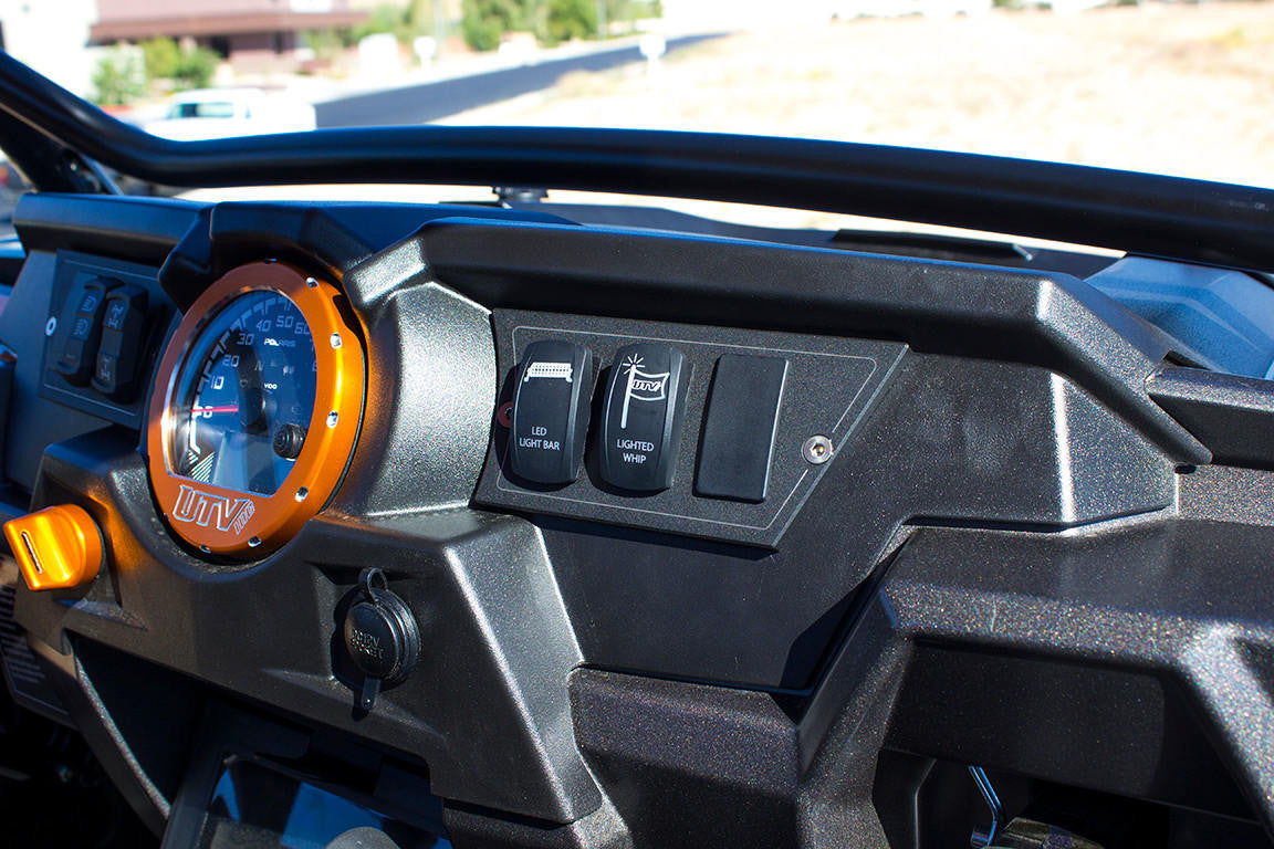 UTV INC POLARIS RZR XP 1000 & 900S BILLET ALUMINUM 6 SWITCH DASH PLATE - BLACK