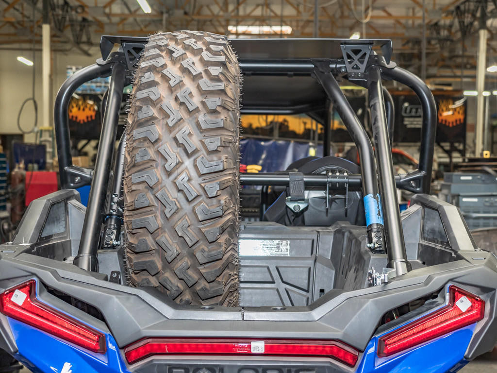 UTV INC POLARIS RZR XP TURBO S CLAMP ON IN THE BED SPARE TIRE MOUNT