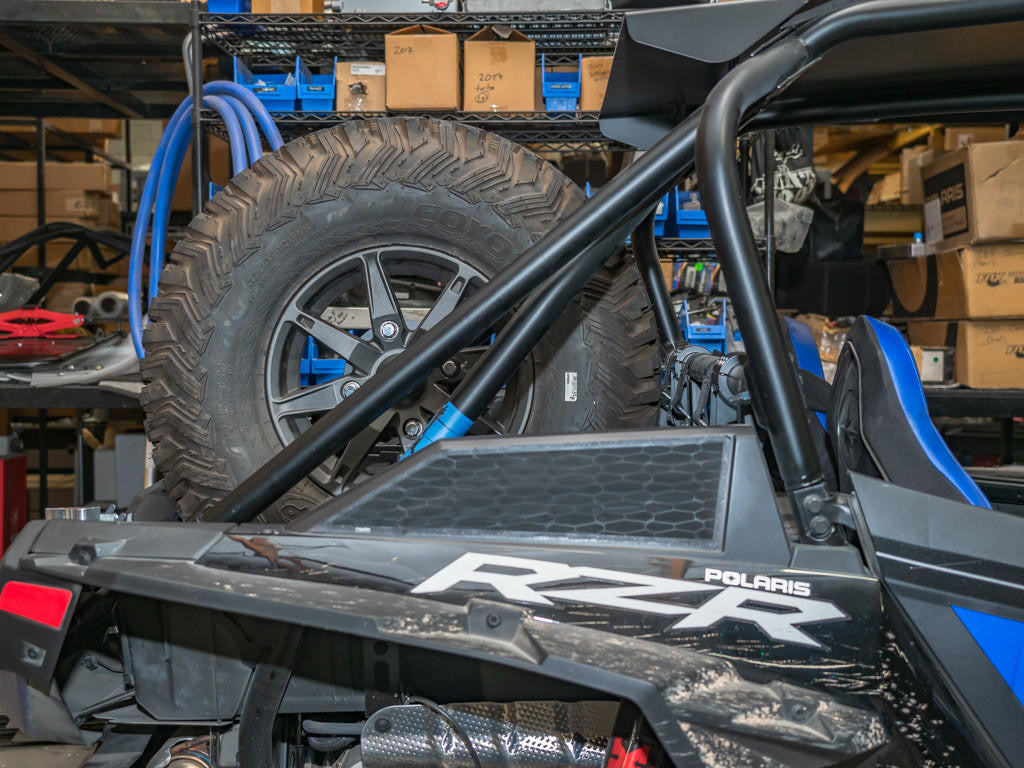 UTV INC POLARIS RZR XP TURBO S CLAMP ON IN THE BED SPARE TIRE MOUNT