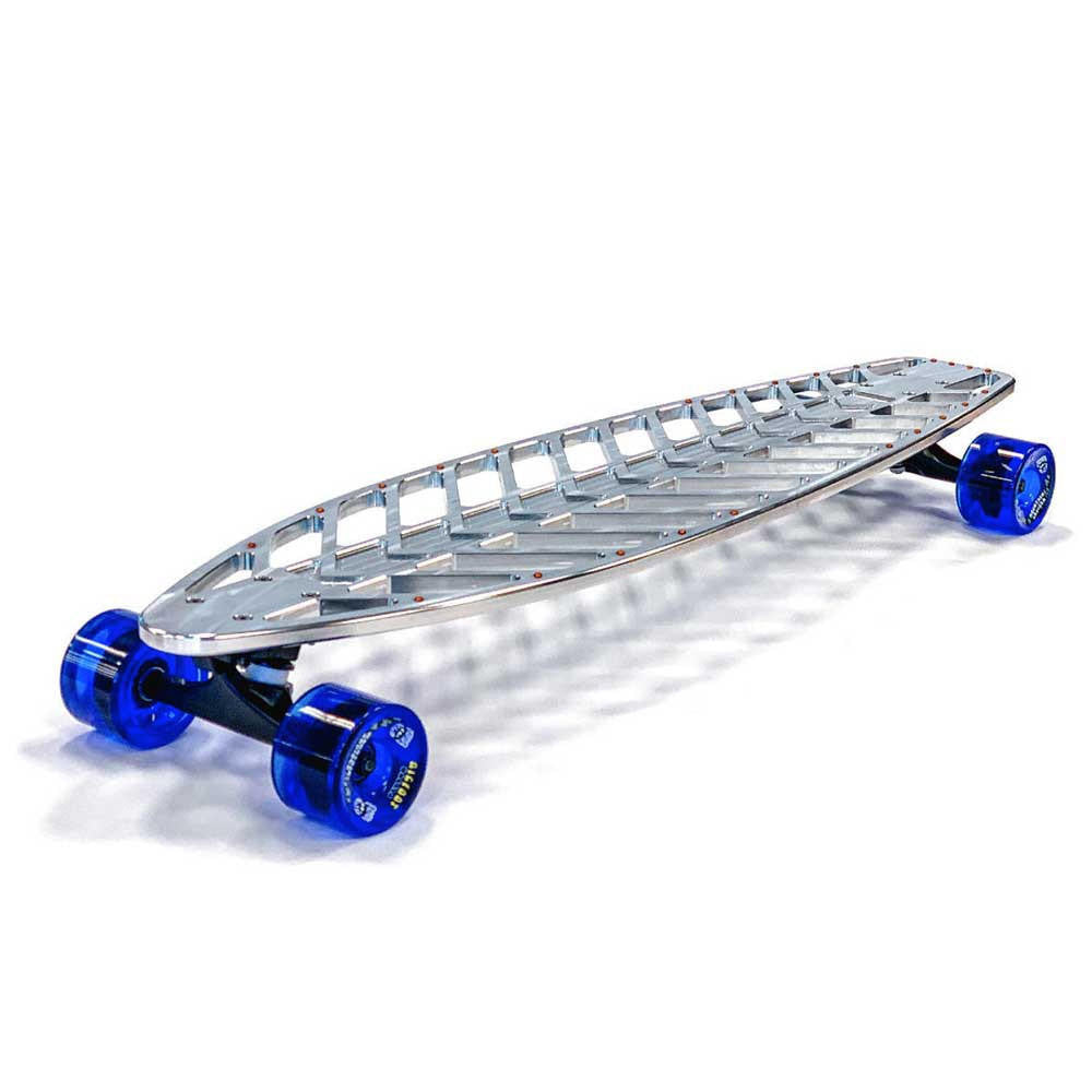 36" Flat Tail Billet Aluminum CNC Machined Longboard with Brass Rivets Skate Board Complete
