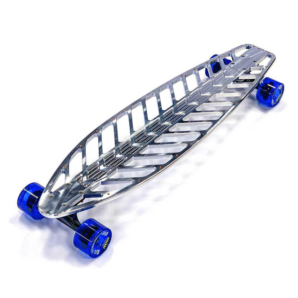36" Flat Tail Billet Aluminum CNC Machined Longboard with Brass Rivets Skate Board Complete