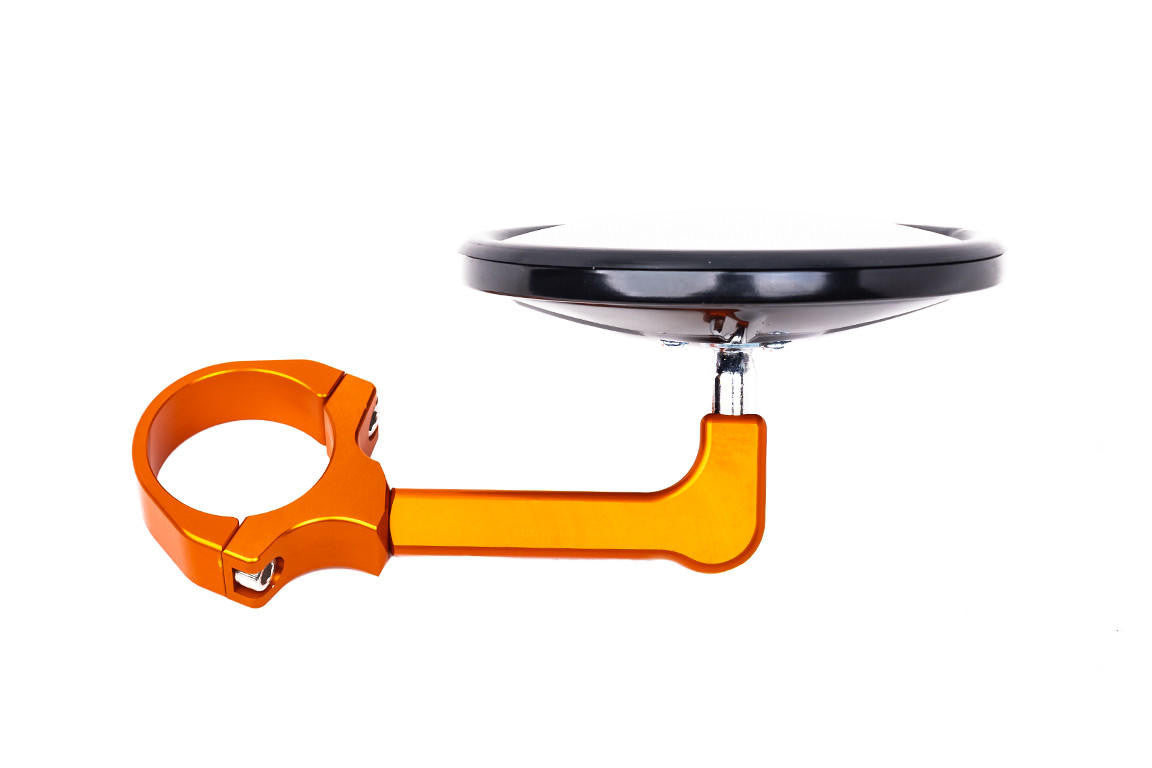 UTV INC BILLET 5" ROUND CONVEX SIDE MIRROR - ORANGE / BLACK - SPECIAL EDITION