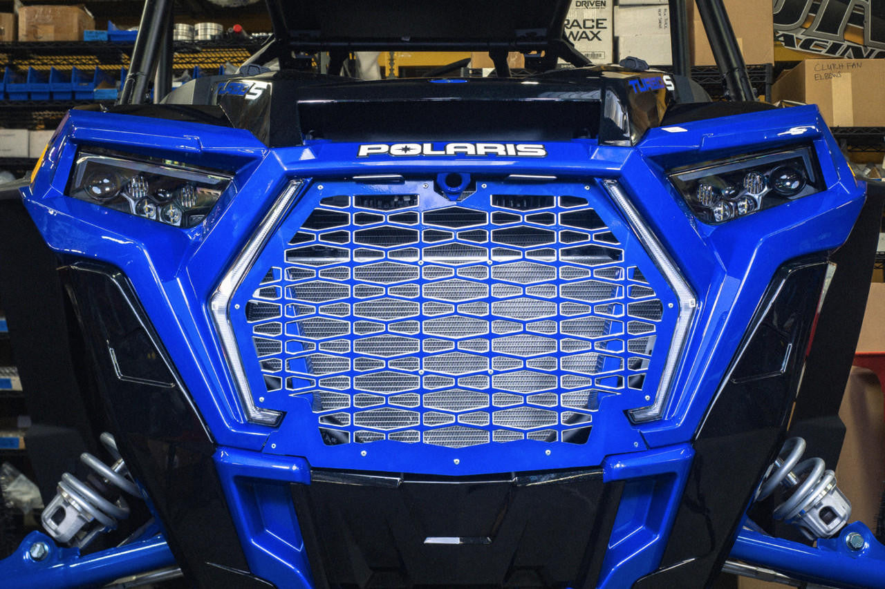 UTV INC 2019+ POLARIS RZR XP BLUE & SILVER 2 PIECE ALUMINUM GRILL