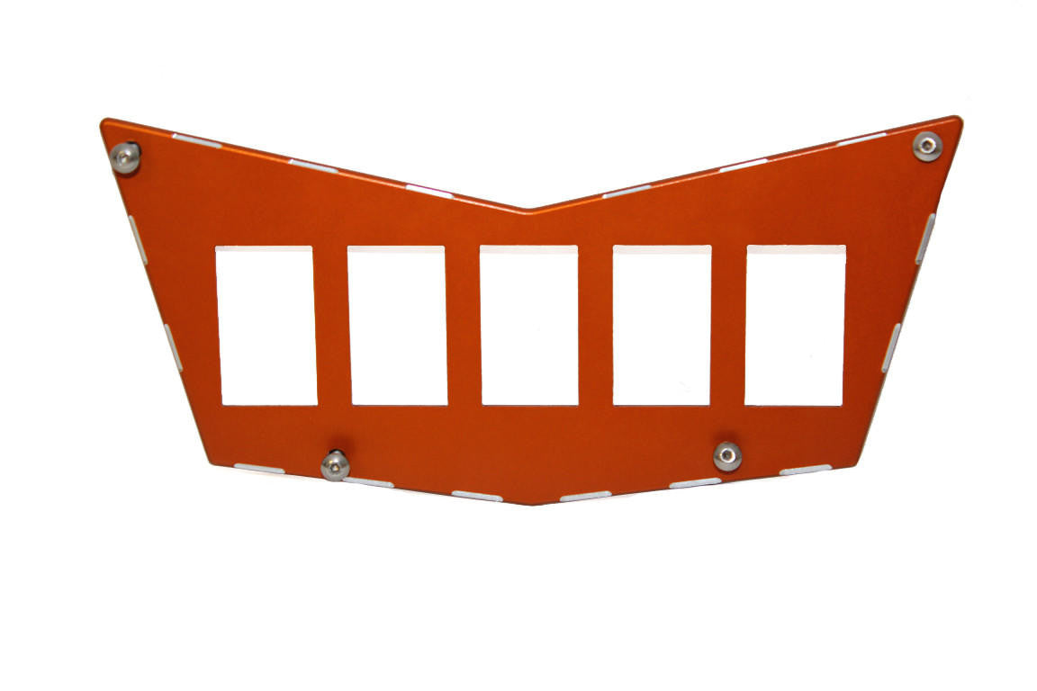 UTV INC ALUMINUM ORANGE POLARIS RZR 5 SWITCH DASH PLATE