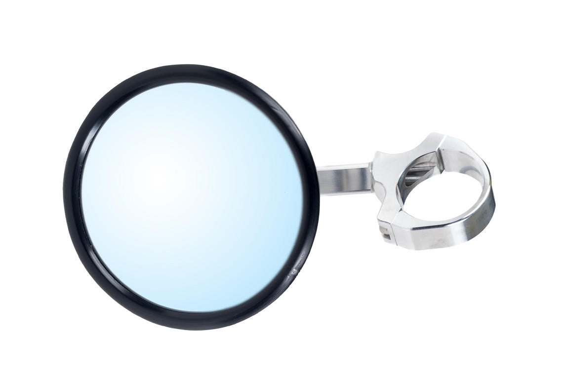 UTV INC MACHINED BILLET ALUMINUM 1.5" CLAMP ON 5" ROUND SIDE MIRROR