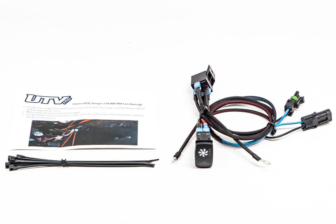 UTV INC POLARIS RANGER & RZR & ACE & SPORTSMAN 325 570 600 700 800 900 PLUG AND PLAY BACK LIT FAN OVER RIDE KIT