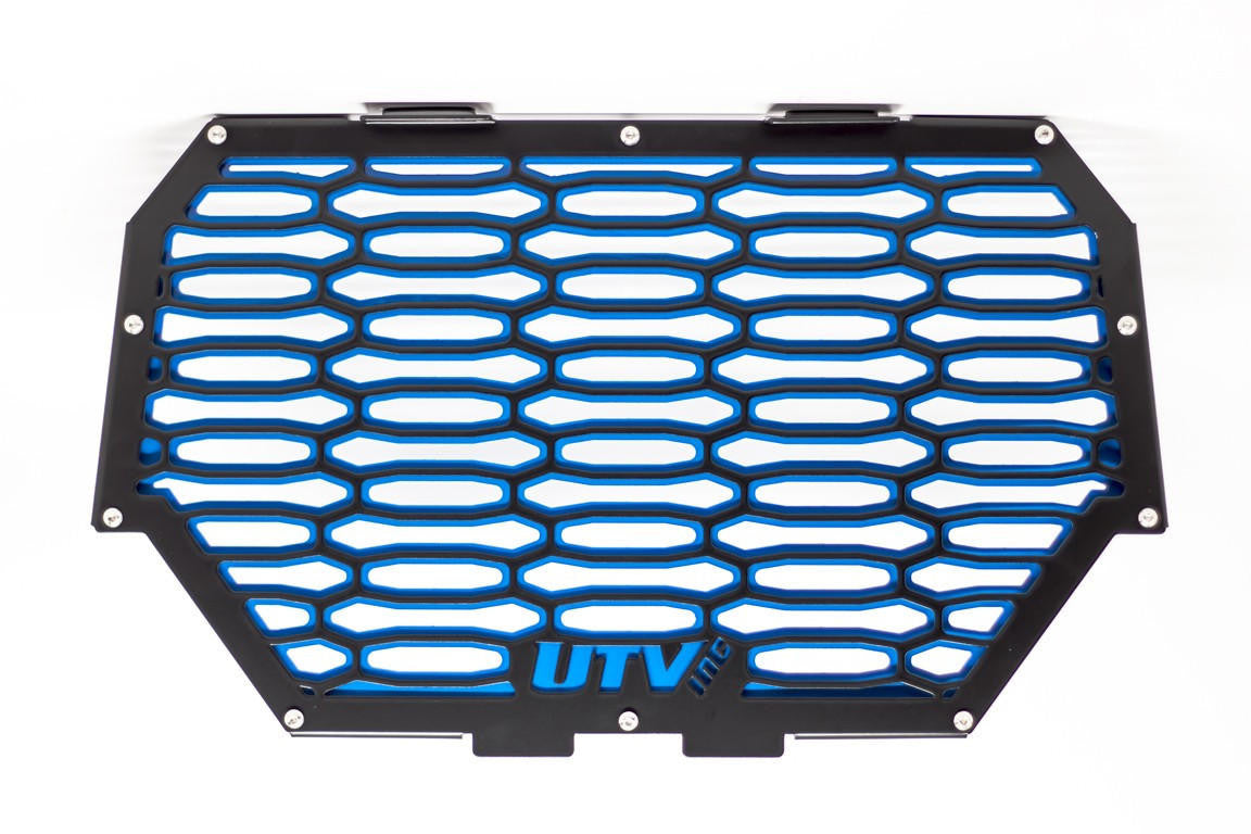 UTV INC POLARIS RZR XP 1000 & 900S BLACK AND BLUE 2 PIECE ALUMINUM GRILL