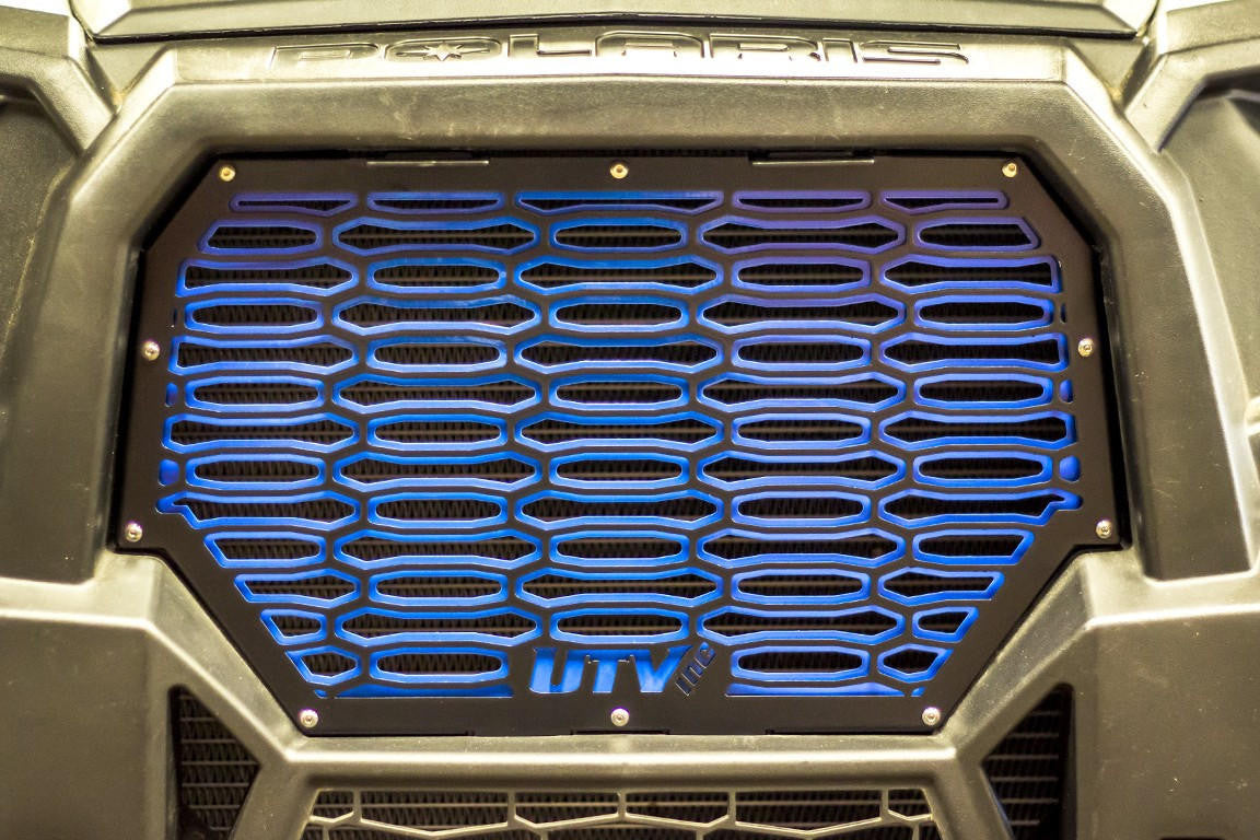 UTV INC POLARIS RZR XP 1000 & 900S BLACK AND BLUE 2 PIECE ALUMINUM GRILL